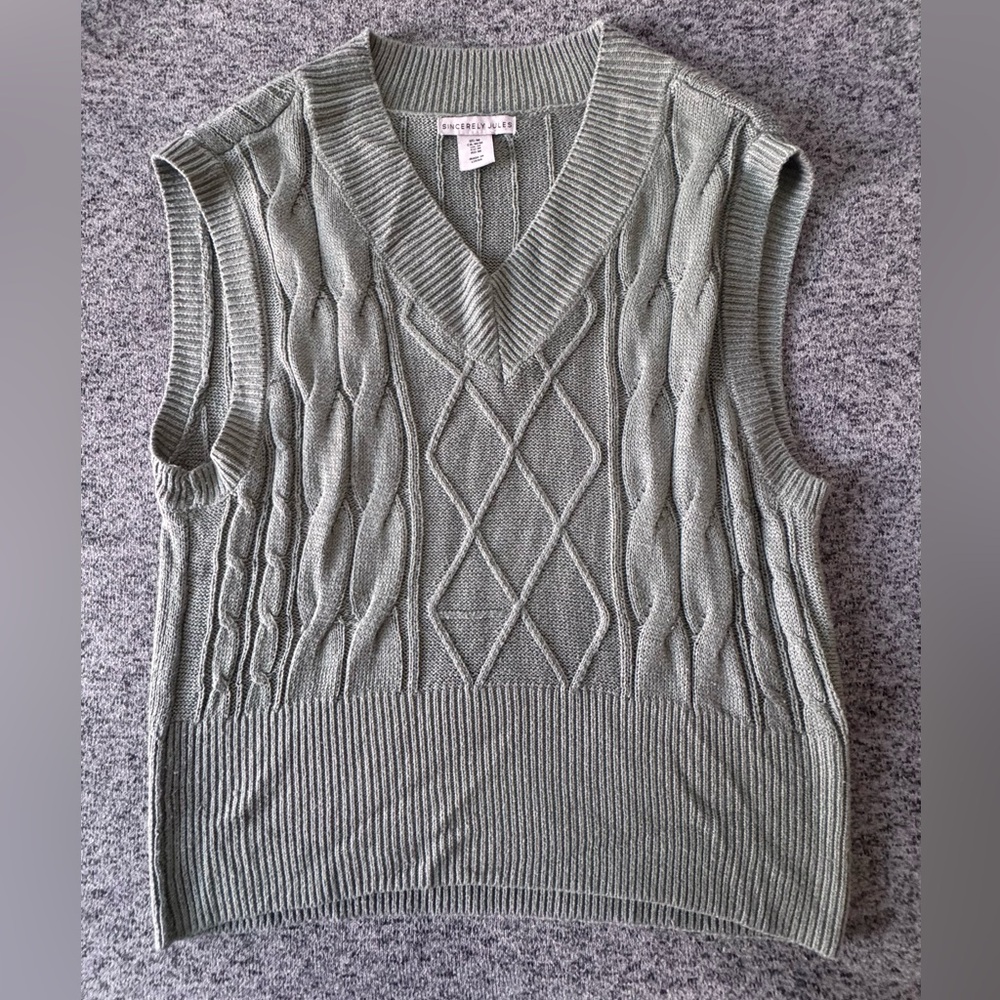 Green knit sweater vest